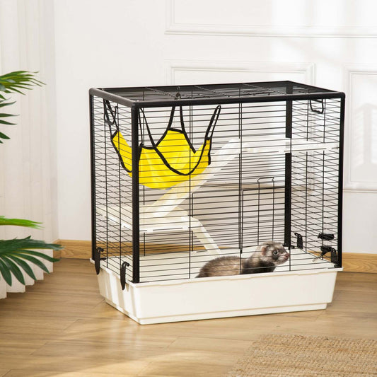 Pawhut Cage Petit Animal Habitat Intérieur Maison de Jeu pour Cochons d'Inde, Furets, Chinchillas, Avec Accessoires