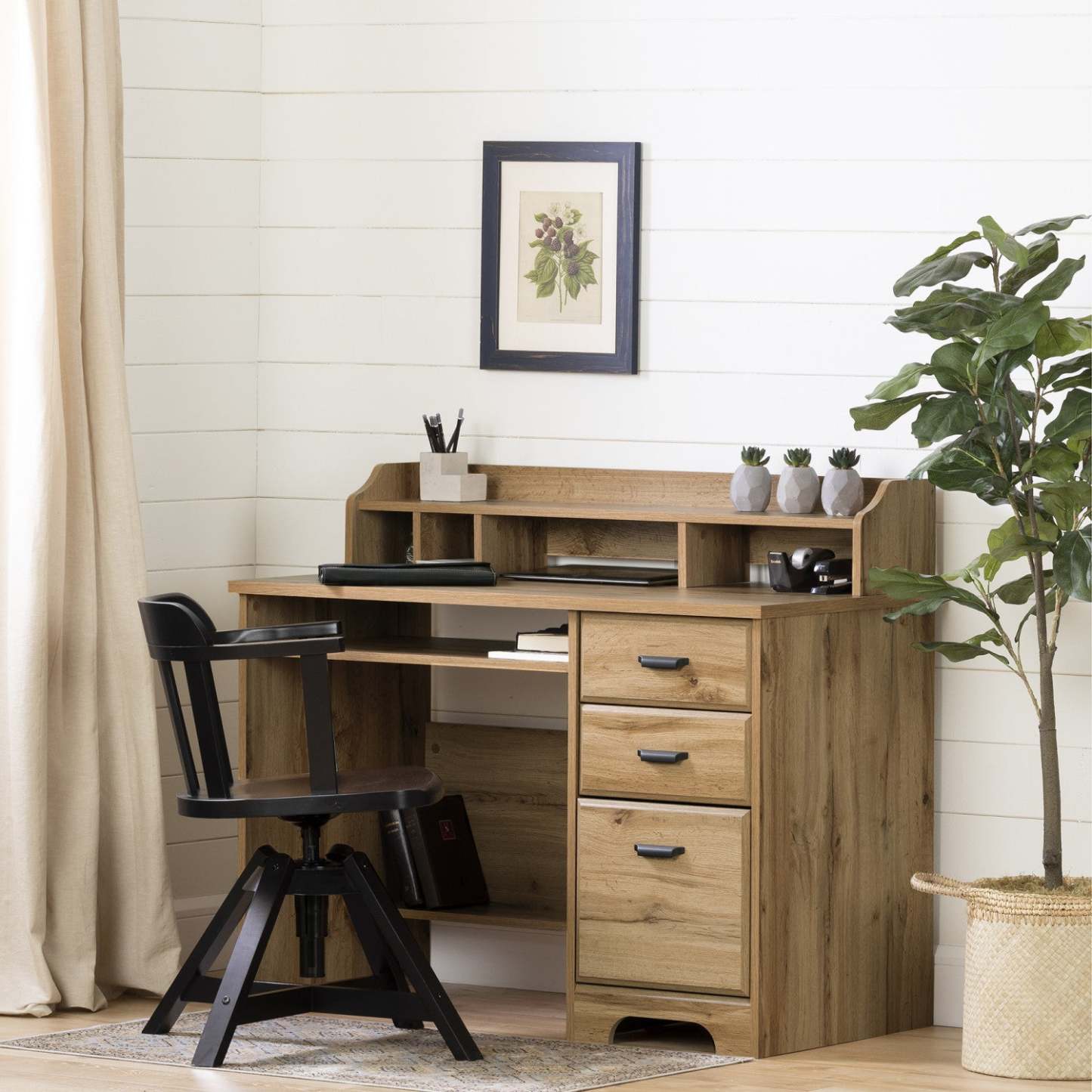 Bureau d'ordinateur Versa avec huche - Chêne Nordik | Versa Bureau De Travail Pour Ordinateur Avec Huche - Chêne Nordique