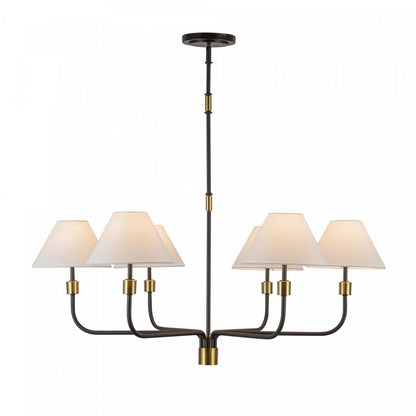 Providence 6 Light Chandelier, Black, Brushed Brass Lamp | Lustre A 6 lampes Providence, Noir, Laiton Brosse