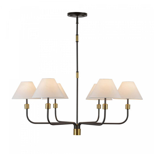 Providence 6 Light Chandelier, Black, Brushed Brass Lamp | Lustre A 6 lampes Providence, Noir, Laiton Brosse