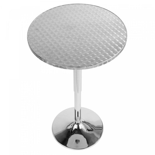 LumiSource Bistro Contemporary Adjustable Round Bar Dining Table - Silver|Table Bistro ronde réglable et contemporaine pour bar ou salle à manger - argentée