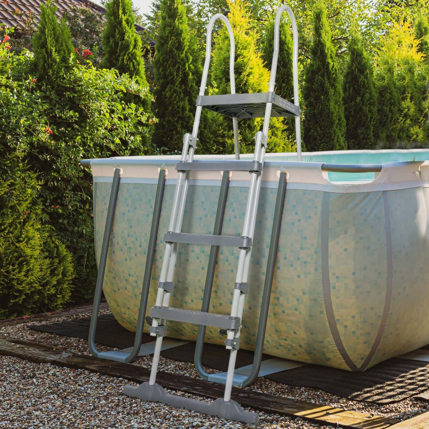 Outsunny 70 Echelle De Piscine Hors Sol, Escaliers De Piscine, Gris