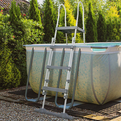 Outsunny 70 Echelle De Piscine Hors Sol, Escaliers De Piscine, Gris