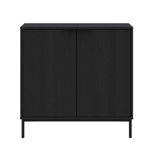 Nordika Armoire d'appoint console de rangement mince à 2 portes - Noir | Armoire décorative de rangement mince Nordika à 2 portes - noire