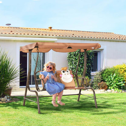 Outsunny Balancoire 2 Places Pour Enfants, Chaise Longue De Terrasse Pour Enfants, Pour Porche De Jardin