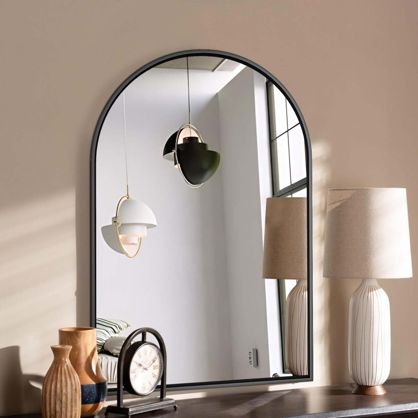 Miroir architectural artisanal Arcus 30 X 40 - Noir|Miroir architectural Arcus 30 po x 40 po fabriqué à la main - noir