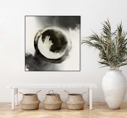 Smokey Circumference Canvas Framed Black 20x20 Wall Art|Œuvre d'art murale sur toile encadrée noire « Smokey Circumference » 20 x 20