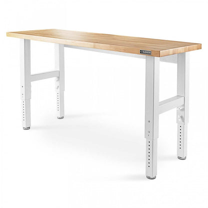 Établi en bois franc à hauteur réglable Gladiator de 6' - Blanc martelé|Établi de 6 pi à hauteur réglable en bois franc de Gladiator - blanc martelé