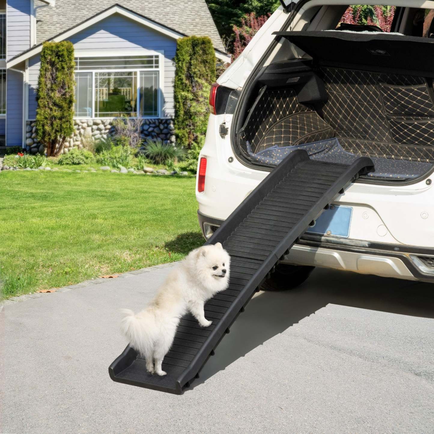 Pawhut Rampe Pour Animaux De Compagnie Pour Chiens De 61 Pouces De Long, Rampes Pour Voiture, Camion, SUV, Pliable Portable
