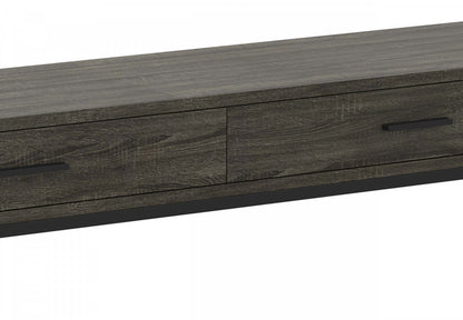 Table console moderne de 48" avec 2 tiroirs - Bois gris foncé avec métal noir | Console moderne de 48 po avec 2 tiroirs - bois gris foncé avec métal noir