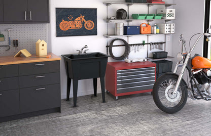 Tewel Laundry Tub Accent Cabinet - Black|Armoire d'appoint Tewel avec cuve pour la buanderie - noire