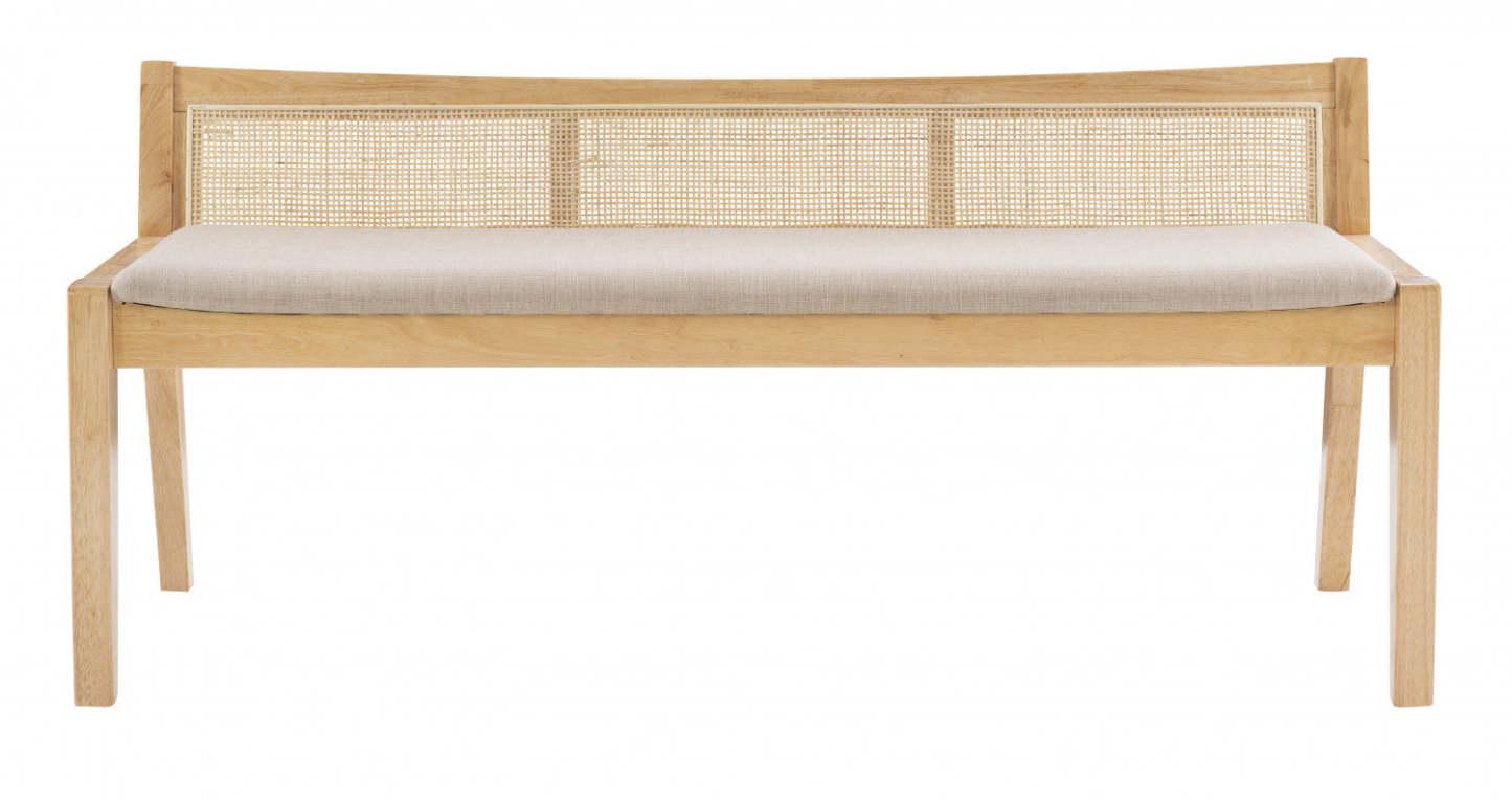 Banc Bauer en tissu et cannage - Naturel|Banc Bauer en tissu et en cannage - naturel