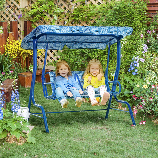 Outsunny Chaise Balancoire 2 Places Pour Enfants, Mobilier de Jardin pour Enfants, Chaise Longue d'Extérieur Pour le Jardin