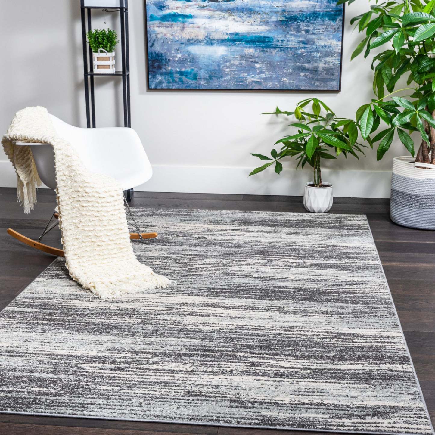 Tapis Roma Waves Gris 4x6 | Carpette Roma Waves grise 4 x 6 | D80GA0LZ