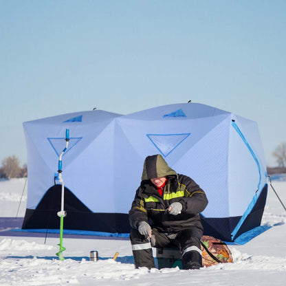 Outsunny Tente De Pêche Sur Glace Pour 8 Personnes, Abri De Pêche Sur Glace Isolé Avec Fenêtres De Ventilation, D