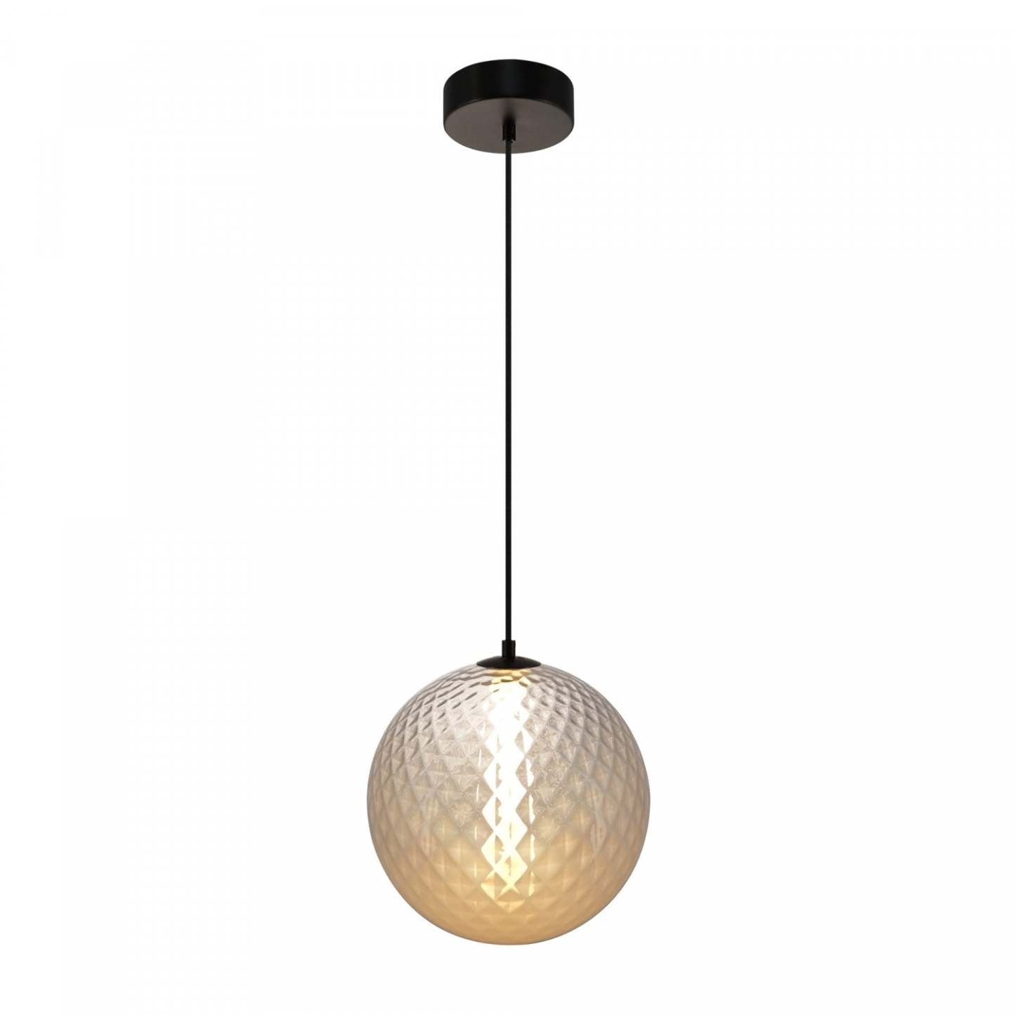 Suspension LED intégrée Celeste 12, blanche avec lampe en verrerie diamant | Suspension A Del Integrees Celeste De 12 po, Blanche Avec Verre Diamante
