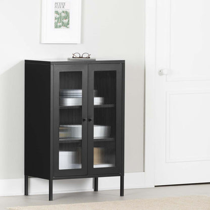 Kodali Glass Door Accent Cabinet - Black|Armoire décorative Kodali avec portes en verre - noire