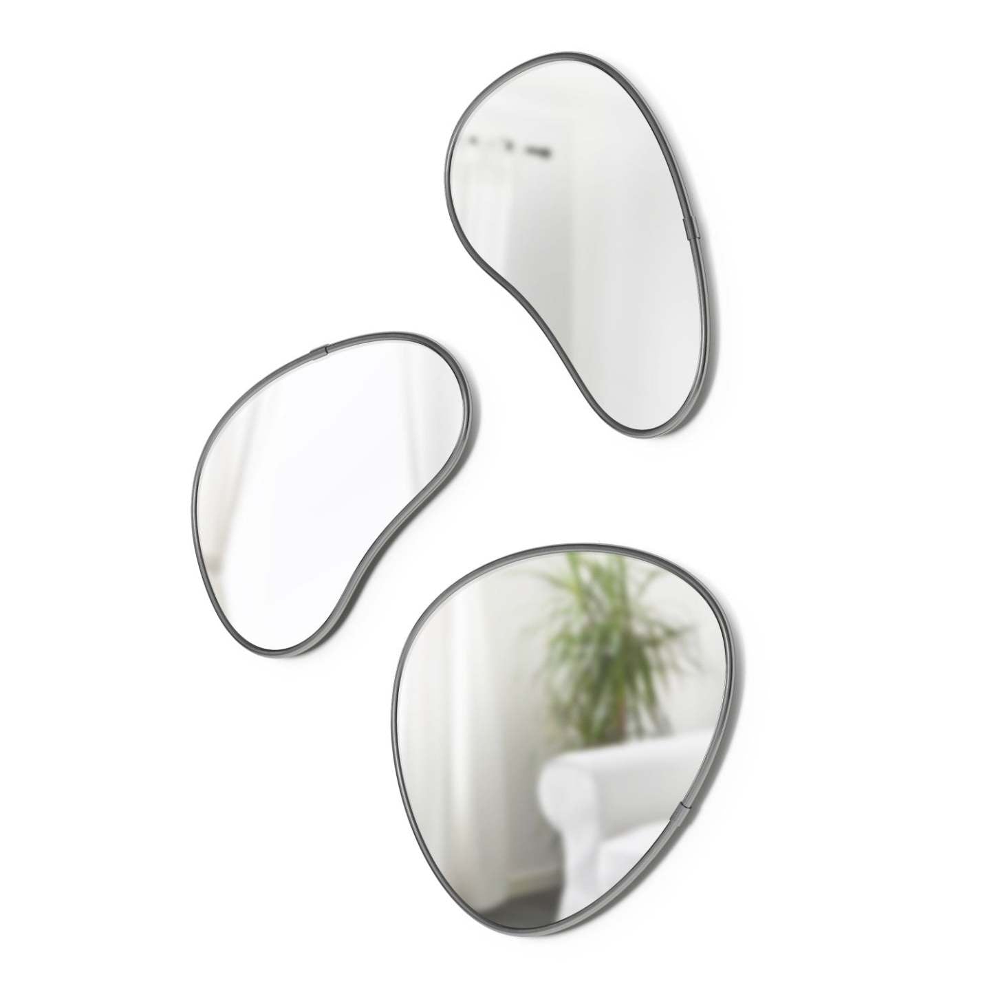 Miroirs Umbra Hubba Pebble - Ensemble de 3|Miroirs Hubba Pebble de Umbra - ensemble de 3