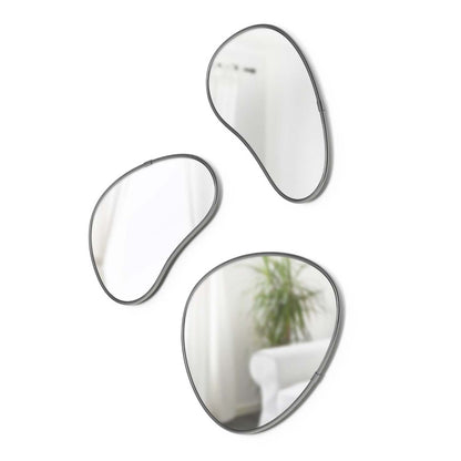 Miroirs Umbra Hubba Pebble - Ensemble de 3|Miroirs Hubba Pebble de Umbra - ensemble de 3