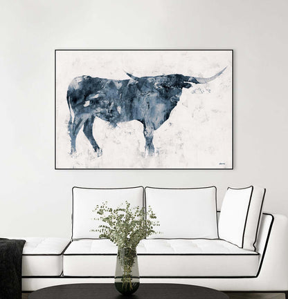Longhorn V2 Canvas Framed Black 36x24 Wall Art|Œuvre d'art murale sur toile encadrée noire « Longhorn V2 » 36 x 24