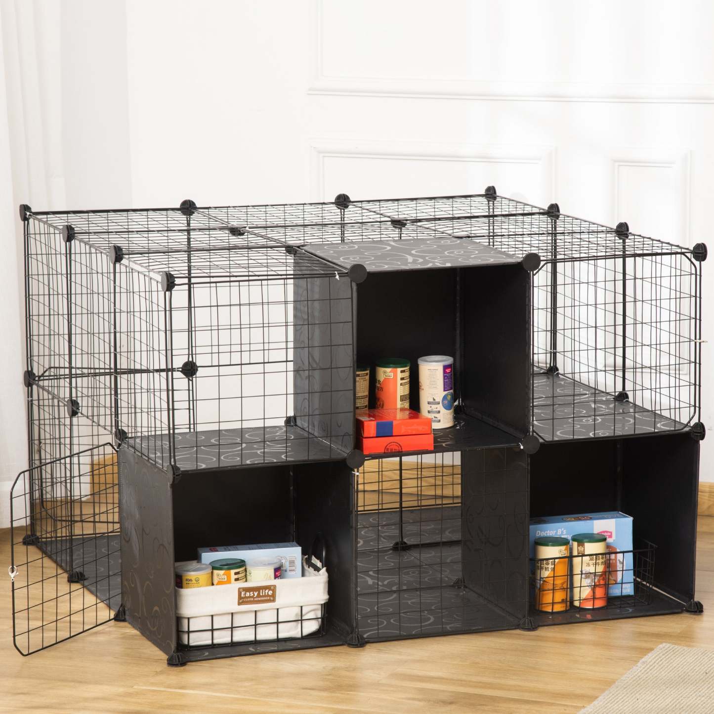 Pawhut Cage Pour Petits Animaux, Cage De Lapin Avec Porte, Parc Pour Cobaye, Clôture Pour Petit Animal Pour Lapin, Ch|Pawhut Cage Pour Petits Animaux, 56 Panneaux Cage De Lapin Pour Chiots Avec Tapis Antiderapants, Ram