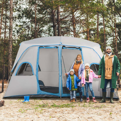 Outsunny Tente de Camping Tente Familiale 4-8 Personnes Avec 2 Chambres et Fenêtres en Maille