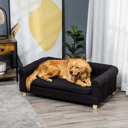 Pawhut Canapé Moderne Pour Animal Domestique Lit Pour Chat Ou Grand Chien Avec Coussin De Siège Amovible, Noir