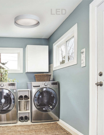 Dainolite Cfled Flush Mount 15 Micro White Shade Lamp|Petit plafonnier affleuré Cfled de Dainolite de 15 po, avec abat-jour blanc