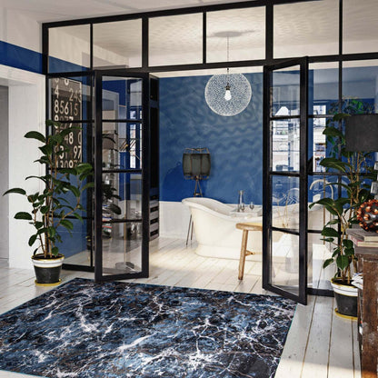 Tapis effet marbre bleu - 244 x 305 cm | Tapis Marble bleue - 244 x 305 cm | D86FGXY3