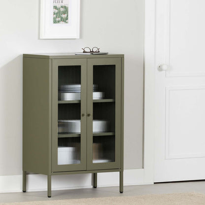 Kodali Glass Door Accent Cabinet - Olive Green|Armoire décorative Kodali avec portes en verre - vert olive