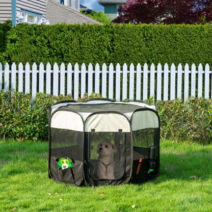 Pawhut Parc Pliable Pour Animaux D'intérieur/extérieur, Parc D'exercice Portable Avec Pochette De Rangement
