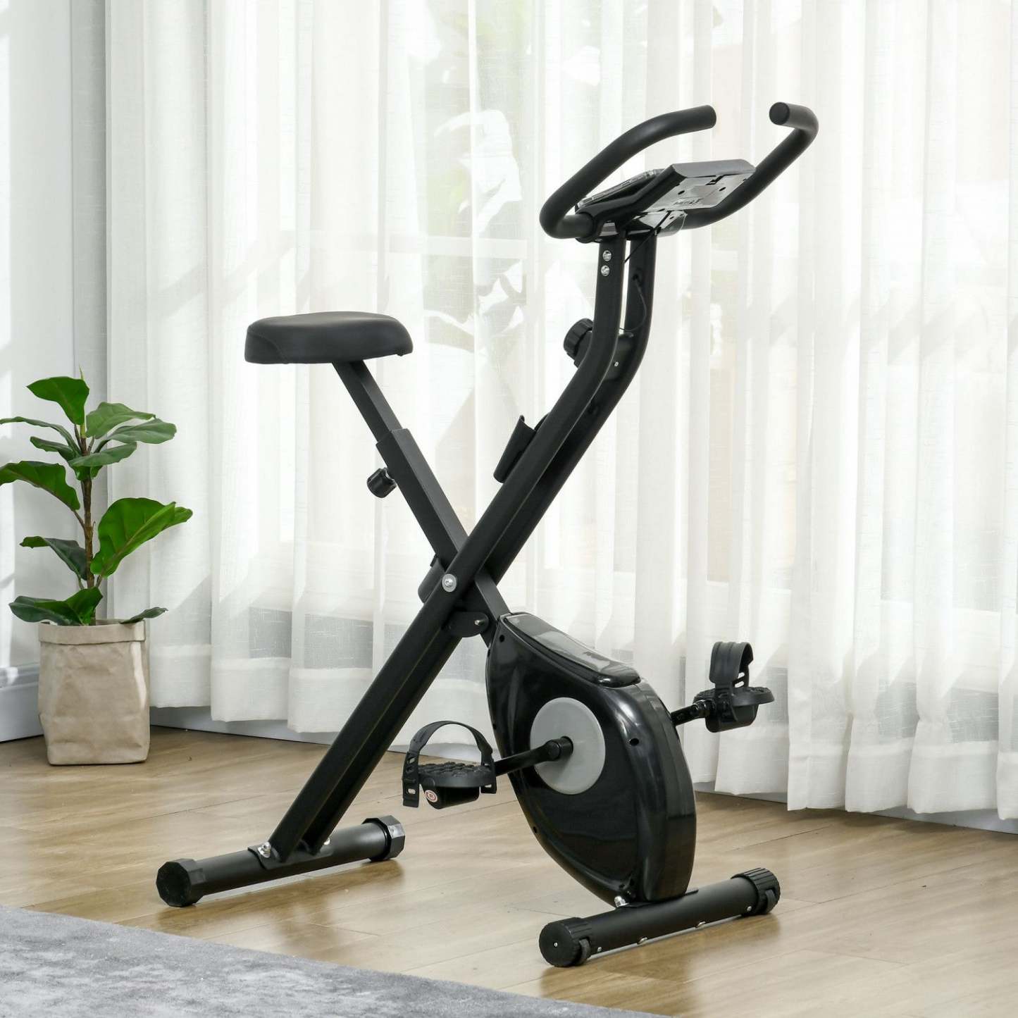 Soozier Velo D'exercice Pliable Avec Résistance Magnétique A 8 Niveaux, Noir
