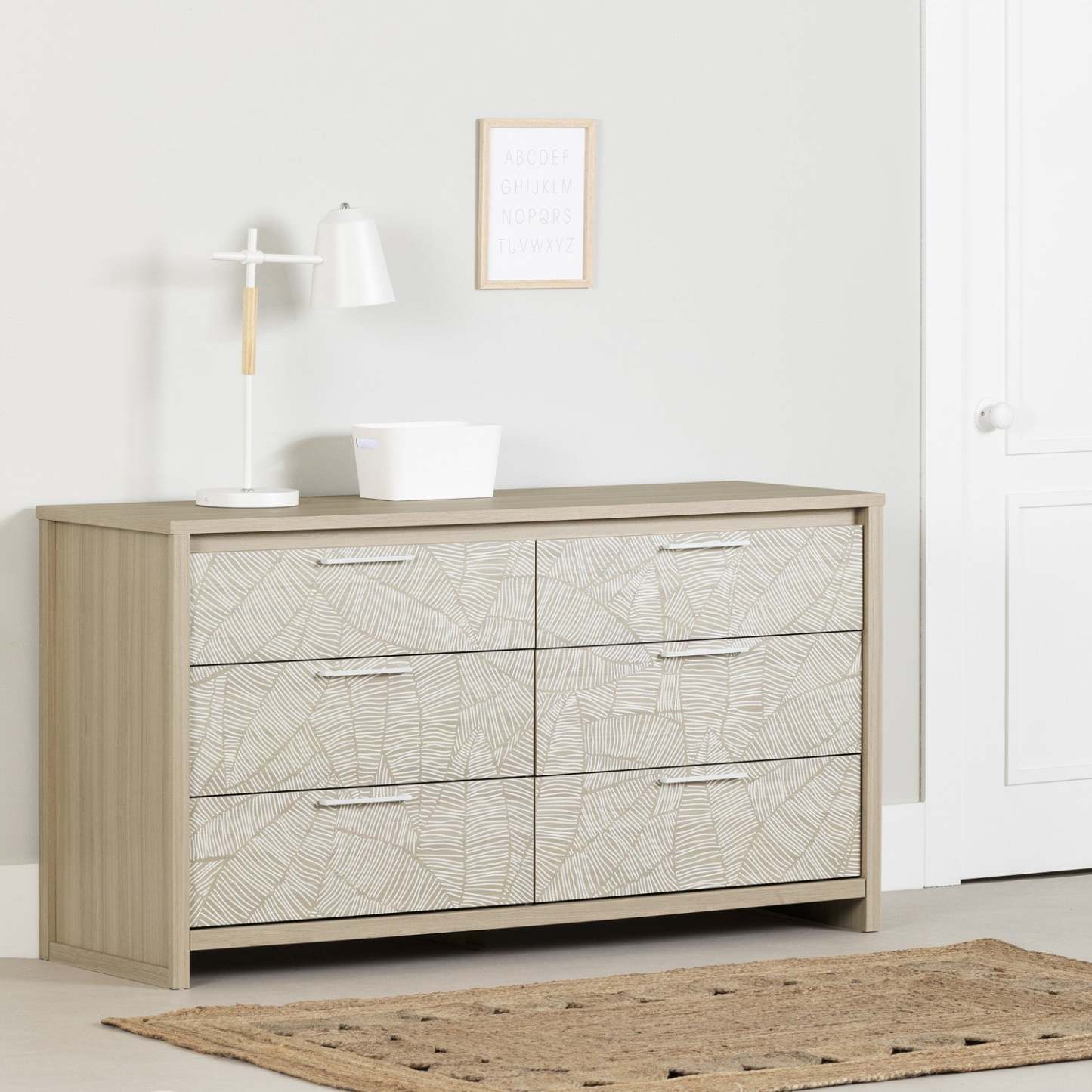 Commode Munich 6 tiroirs - Soft Elm White|Commode Munich à 6 tiroirs - orme naturel et blanche
