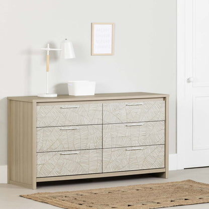 Commode Munich 6 tiroirs - Soft Elm White|Commode Munich à 6 tiroirs - orme naturel et blanche