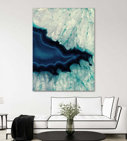 Œuvre d'art murale géante « Up Close Blue Mineral II » 72 x 54