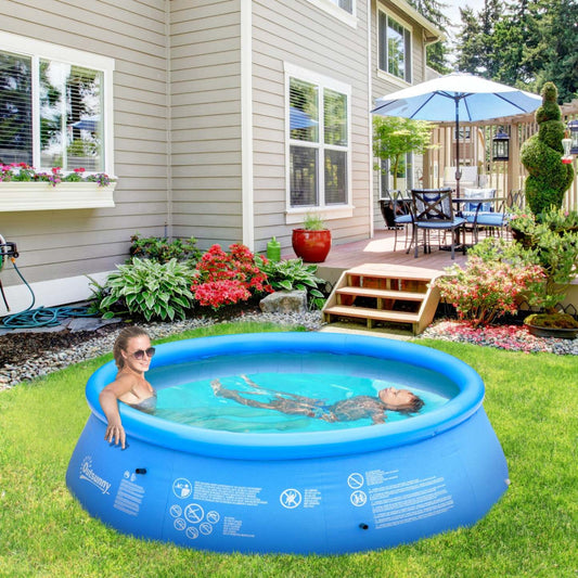 Outsunny Piscine Gonflable Taille Familiale Piscine Ronde Gonflable Avec Pompe Manuelle Pour K|Outsunny Piscine Gonflable Familiale 104 X 30 Avec Pompe Manuelle Pour Enfants, Adultes, Extérieur