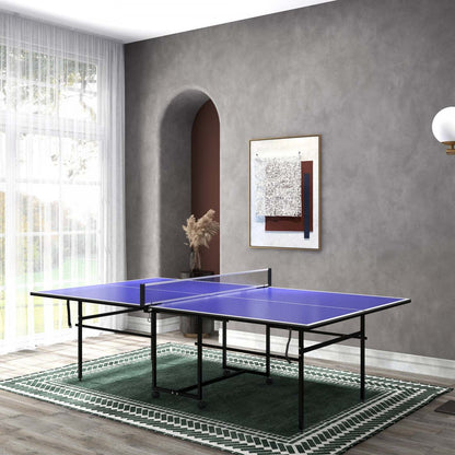 Table de ping-pong pleine taille Soozier, ensemble de table de tennis de table pliable, bleue