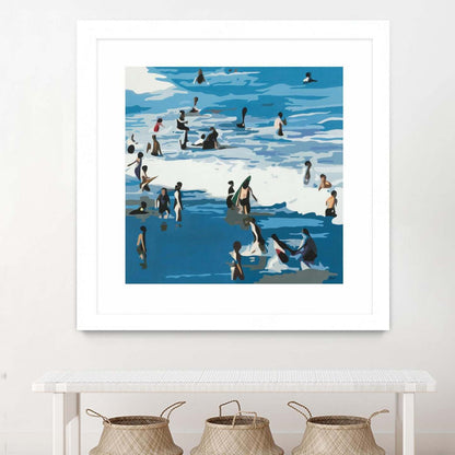 Surf's Up Matted and Framed White 30x30 Wall Art|Œuvre d'art murale encadrée blanche et mate « Surf's Up » 30 x 30