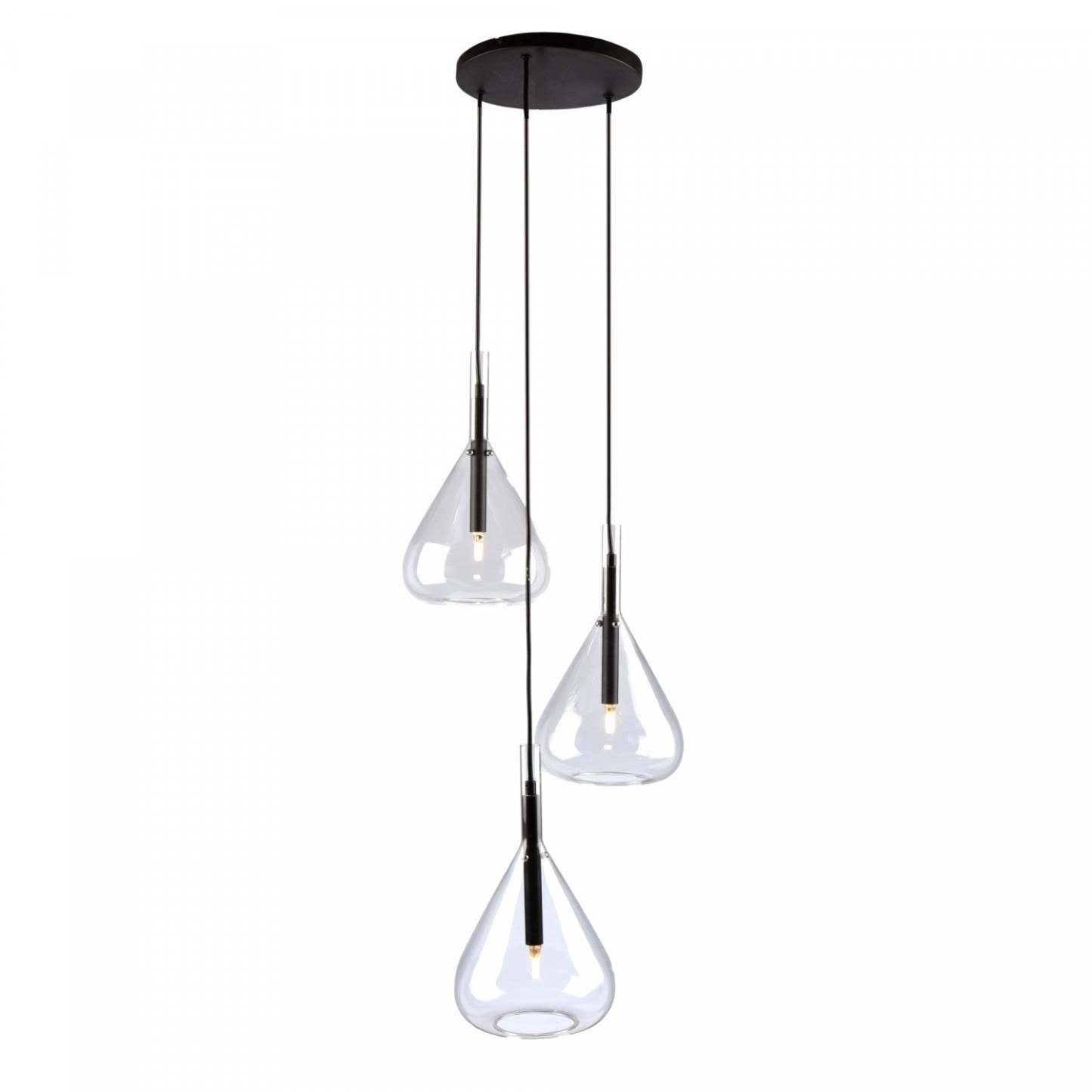 Luminaire suspendu noir conique à 3 lumières | Luminaire suspendu Conic noir à 3 ampoules | D06H45IQ