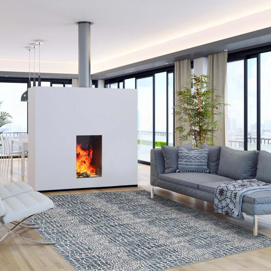 Carpette Kecia bleue/crème 3 pi 11 po x 5 pi 11 po|D86FCWM7