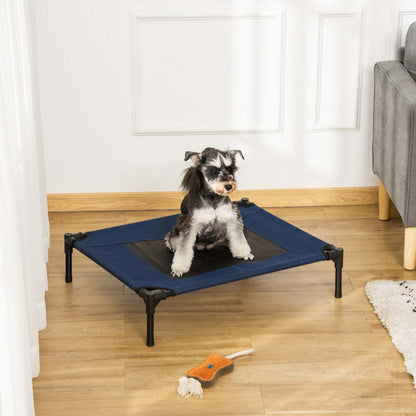 Pawhut Lit Élevé pour Animaux de Compagnie Chien Chat Lit Douillet Camping Confortable, Bleu et Noir|Pawhut D1-0237 Lit Surelevé Pour Chien Et Chat Lit Confortable Pour Camping Confortable Bleu Et Noir