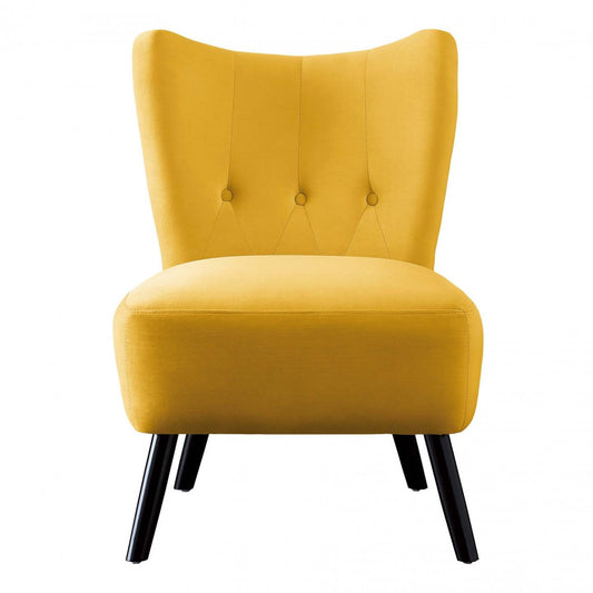 Chaise d'appoint Ginny Velours Jaune | Fauteuil D'appoint Ginny En Velours Jaune