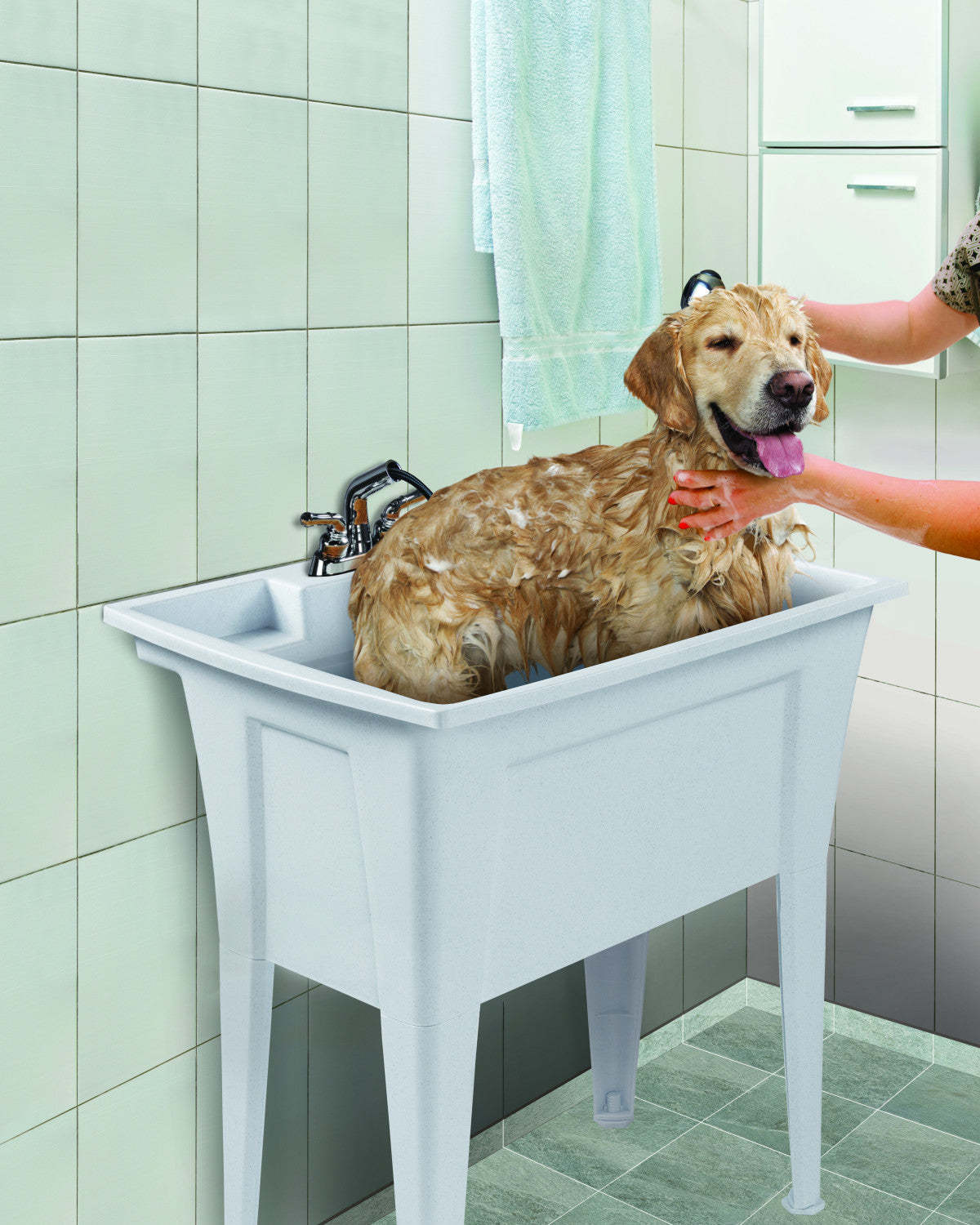 Tewel Laundry Tub Accent Cabinet - White|Armoire d'appoint Tewel avec cuve pour la buanderie - blanche