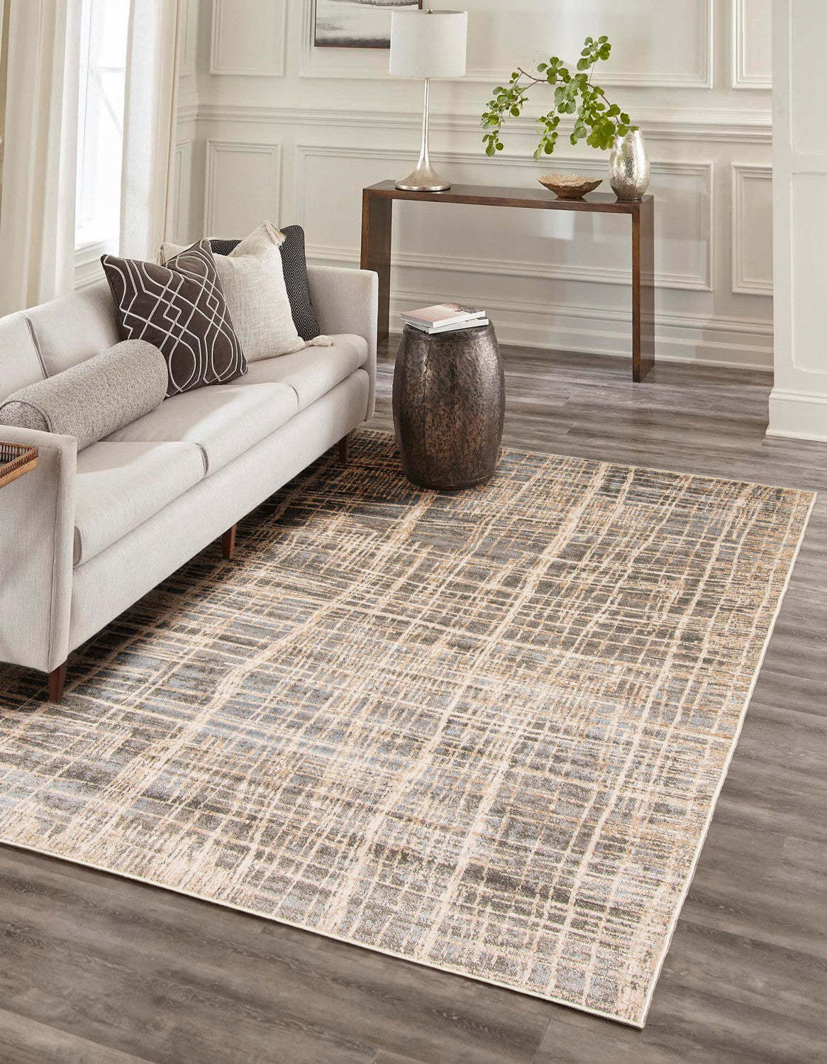 Tapis à carreaux gris - 244 x 305 cm | Carpette Lattice grise - 244 x 305 cm