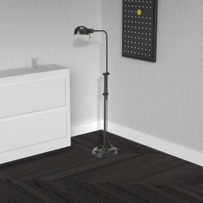 Dainolite Fedora Floor Lamp Oil Brushed Bronze Adjustable Arm And Shade|Lampe à pied Fedora de Dainolite avec abat-jour, bras réglable et fini bronze brossé huilé