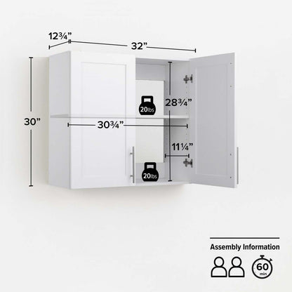 Prepac Elite 32 Wall Storage Cabinet - Blanc|Armoire de rangement murale Elite de Prepac de 32 po - blanche