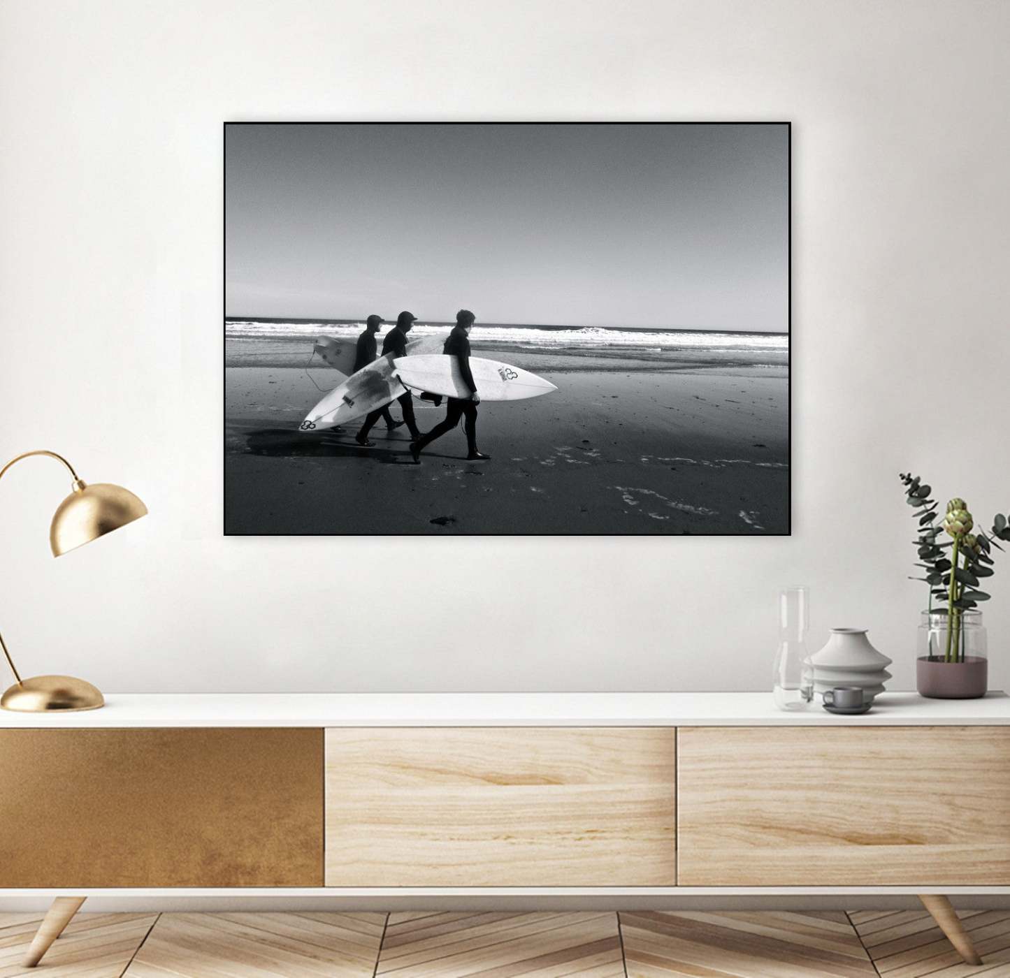 Surfers Iii Canvas Framed Black 40x30 Wall Art|Œuvre d'art murale sur toile encadrée noire « Surfers Iii » 40 x 30