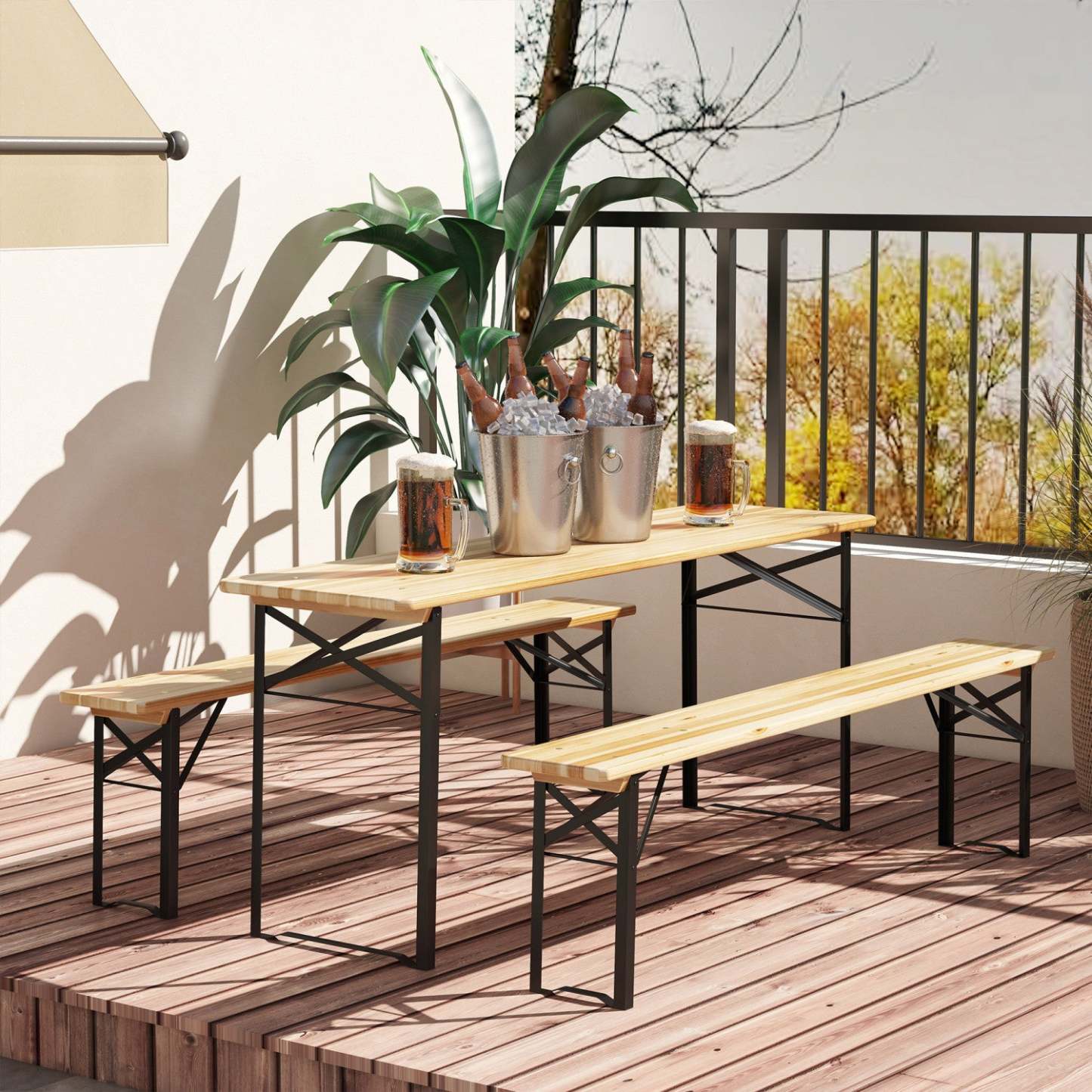 Ensemble de table de pique-nique pliante Outsunny 3 pièces