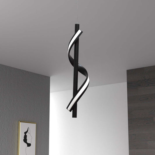 Luminaire suspendu Justine de Dainolite en silicone blanc qui diffuse la lumière, avec fini noir mat et ampoule à DEL de 8 W