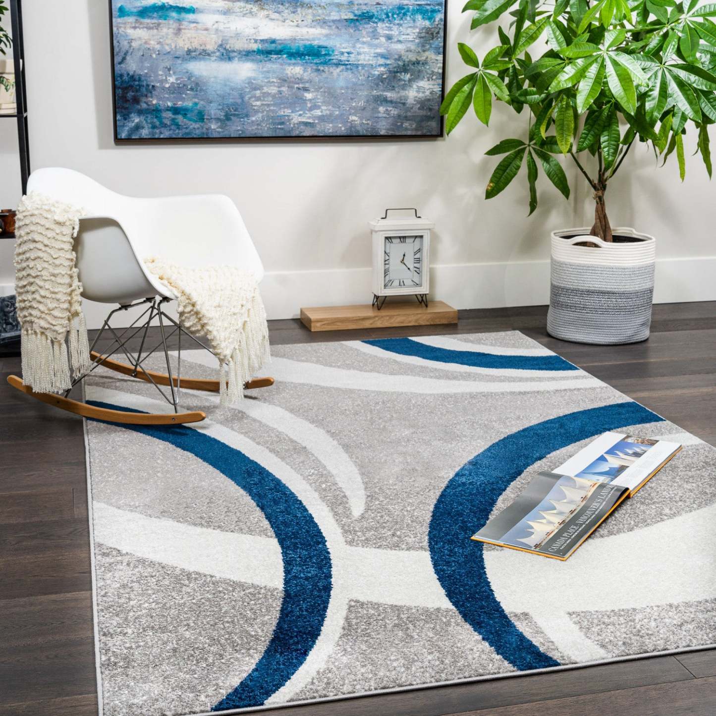 Tapis Roma Crescent bleu marine 7 x 10 | D80GLLDW